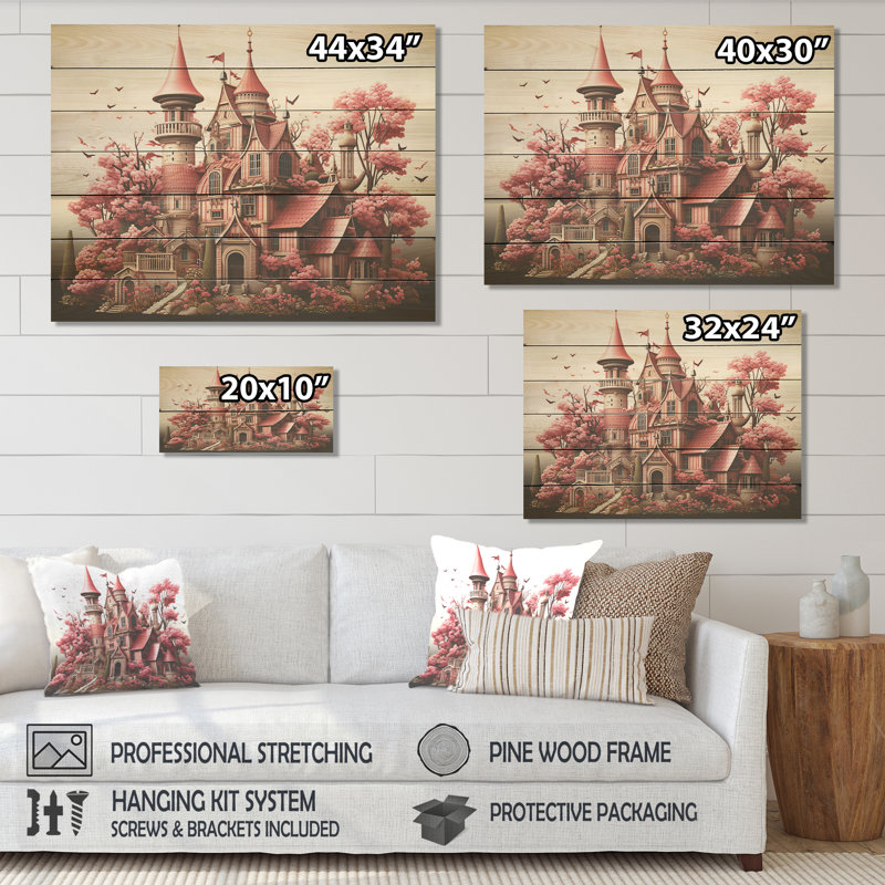 Paysage de château revisité Monets Garden - Classiques sur bois, H 24 po x l 32 po