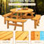 Repas de camping extérieur pour 8 personnes, création en bois massif, table de 43,3 pouces, quatre bancs, ensemble de fixation pour 2 parasols, bois de sapin,