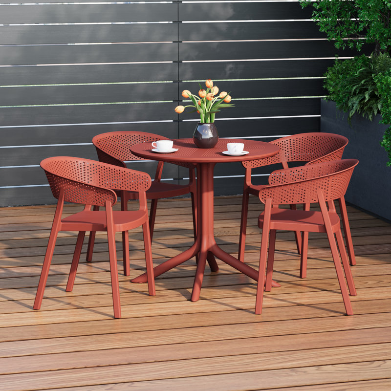 Ensemble repas extérieur pour 4 personnes, Rouge