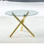 Table de salle à manger moderne avec plateau en verre et pieds en métal robustes, conception compacte pour les espaces de vie compacts-1121824728-1121824730