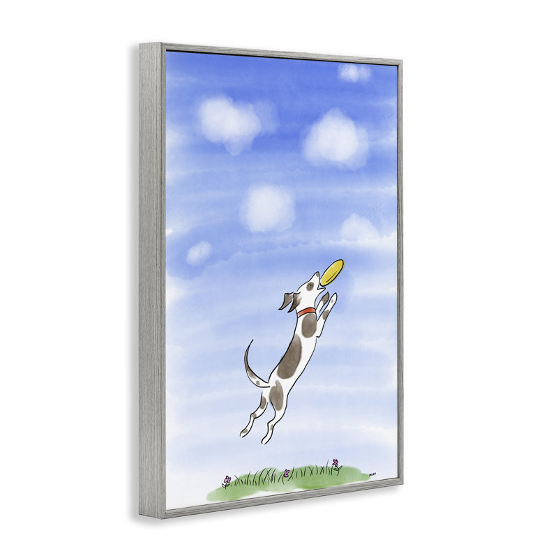 «Dog Catching Frisbee», estampe numérique, design par Patti Mann, Estampe numérique Farmhouse, H 24 po x l 16 po