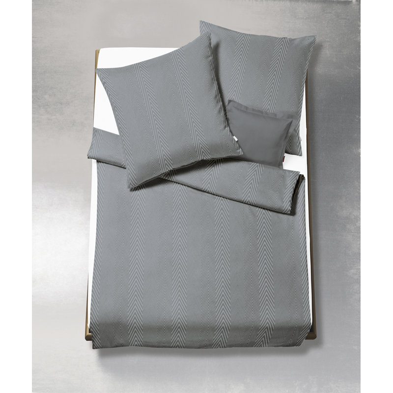 Jade 100% Cotton Duvet Cover Set, 240 x 220cm - 2 Pillowcases (80 x 80 cm), Grey