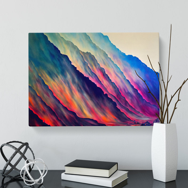 Beautiful Colourful Mountain Abstract - Wrapped Canvas, 35cm H x 50cm W x 3cm D