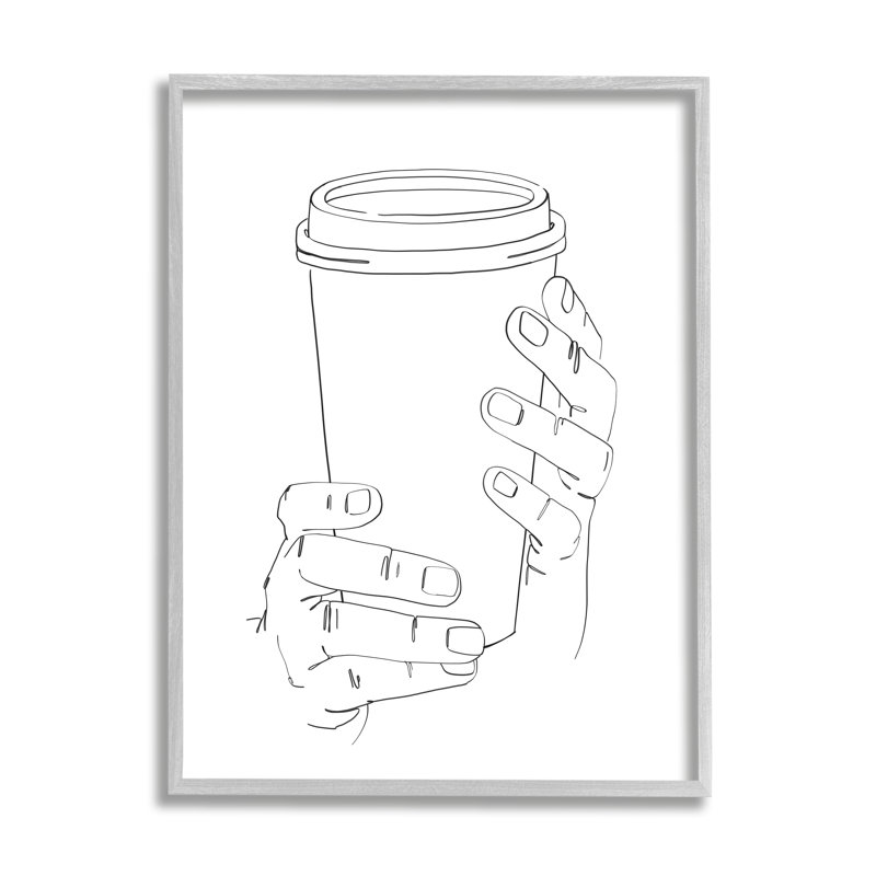" Cold Hands Holding Cup ", 30" H x 24" W, Farmhouse Gray Framed Giclee