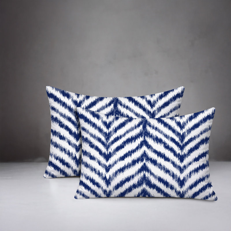 Oreiller réversible intérieur / extérieur à imprimé zébré Kent, 20x14, Blue