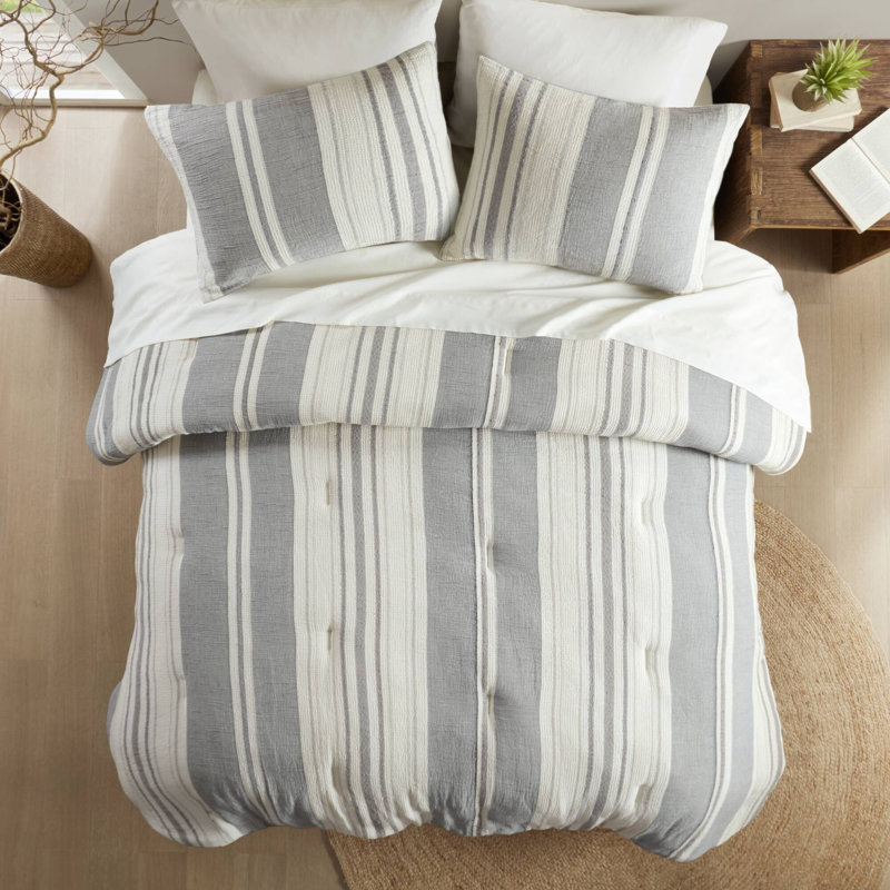 3PCS Full/Queen Comforter 3 PCS Set, Gray, Full/Double/Queen Comforter + 2 Shams