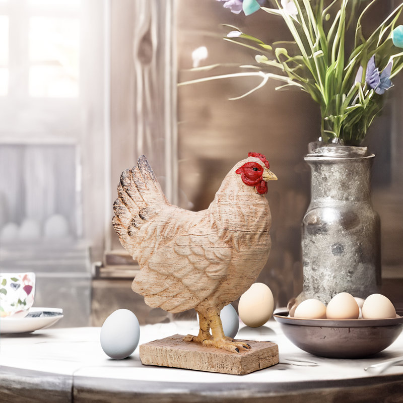 Poule en résine Brycelyn «Carved»