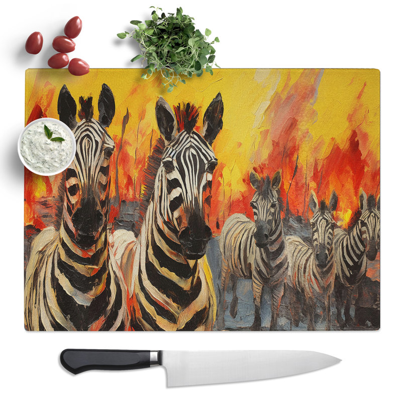 Zebra Dadaism  Glass Chopping Board