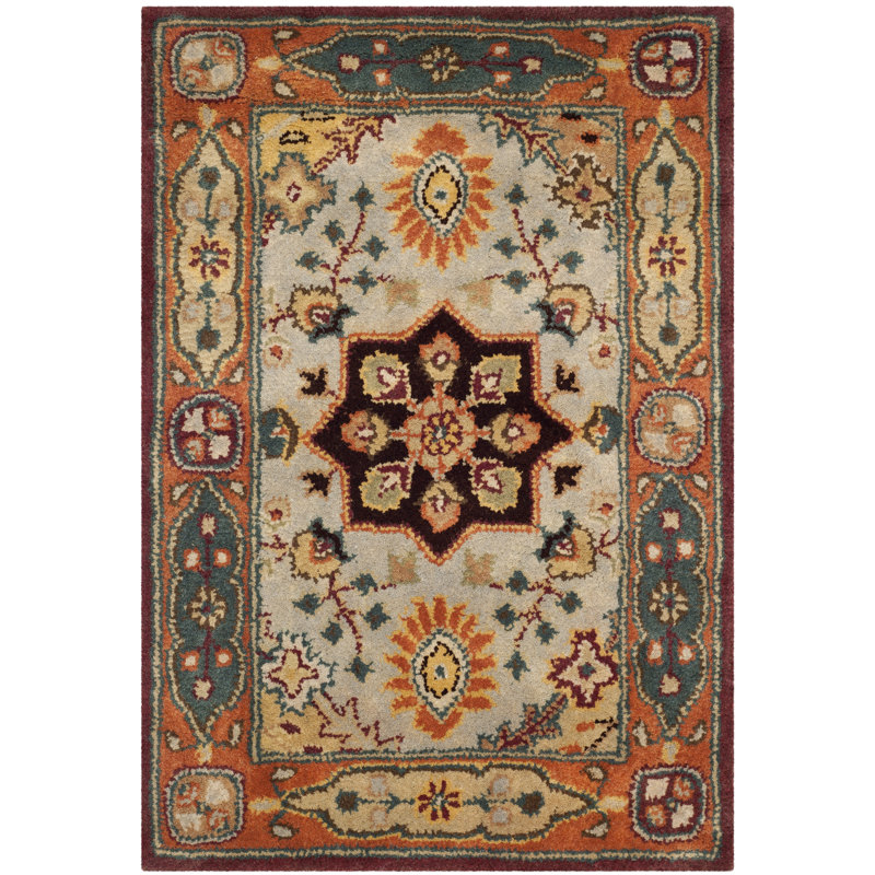 Heine Handmade Wool Red/Rust Rug, Rectangle 3' x 5'