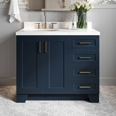 Frawley 42'' Solid Wood Single Bathroom Vanity with 1.5'' Carrara White Quartz Top