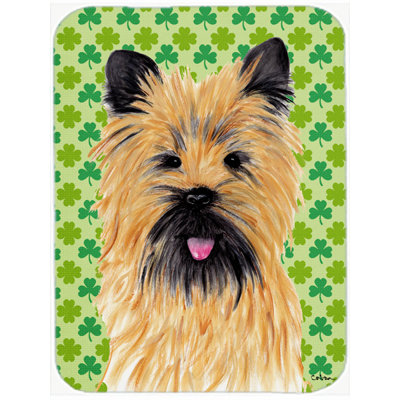 Caroline's Treasures Shamrock Lucky Irish Cairn Terrier St. Patrick's Day Portrait Glass Cutting Board