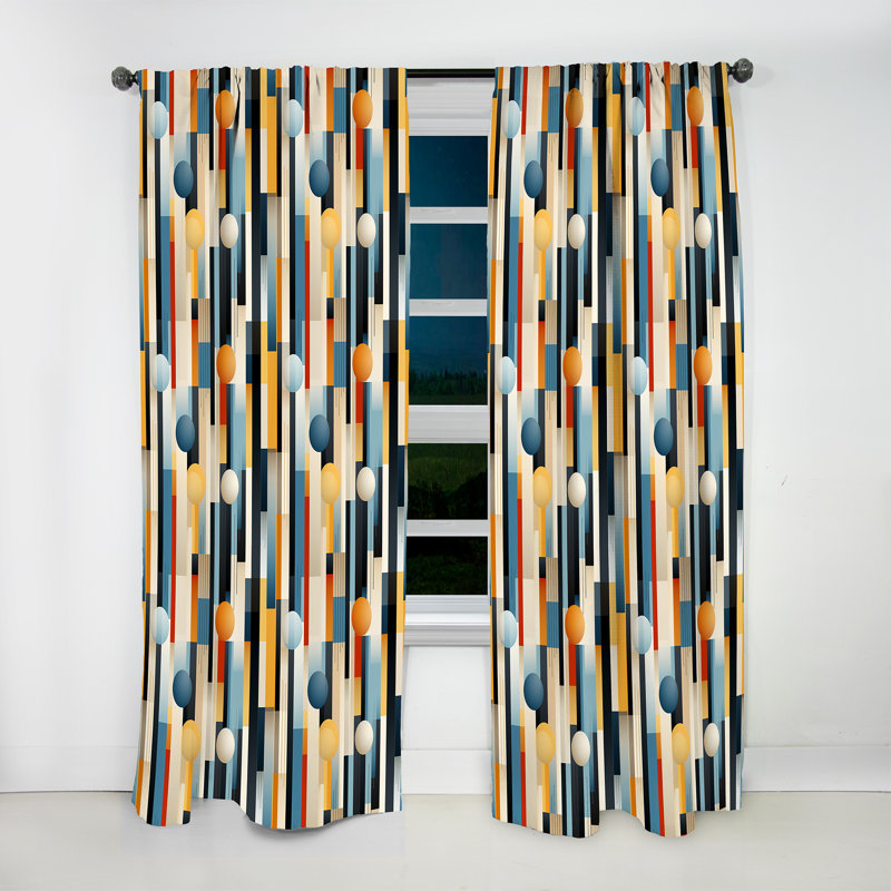 Retro Futurism Striped Motif I - Rideau rayé - Rideau rayé obscurcissant - 1 panneaux, L 52 po x L 120 po