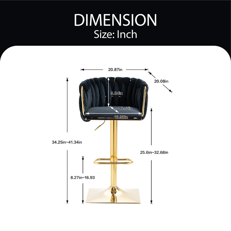 Tabouret pivotant à hauteur ajustable Devanne, Noir