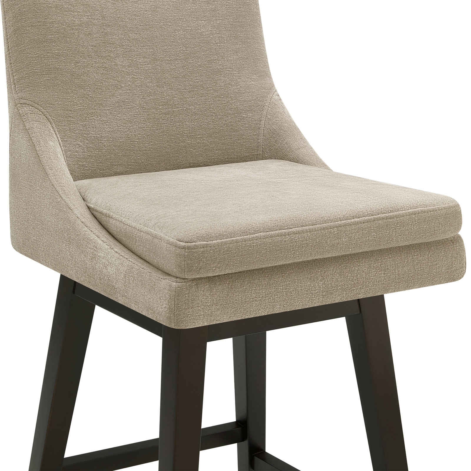 Zahara 26" Upholstered Swivel Counter Stool, Counter Stool (26” Seat Height), Tan Polyester/Brown