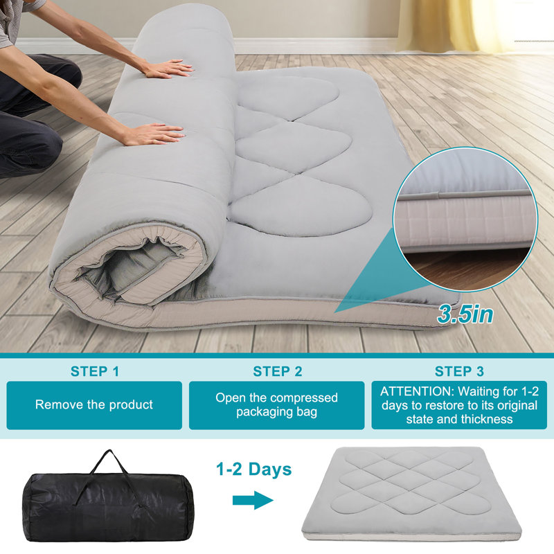Matelas de futon japonais, Double, Gris