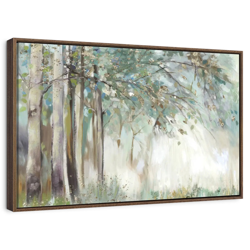 Feuilles d'argent, Cadre flottant noyer, 31 po x 21 po