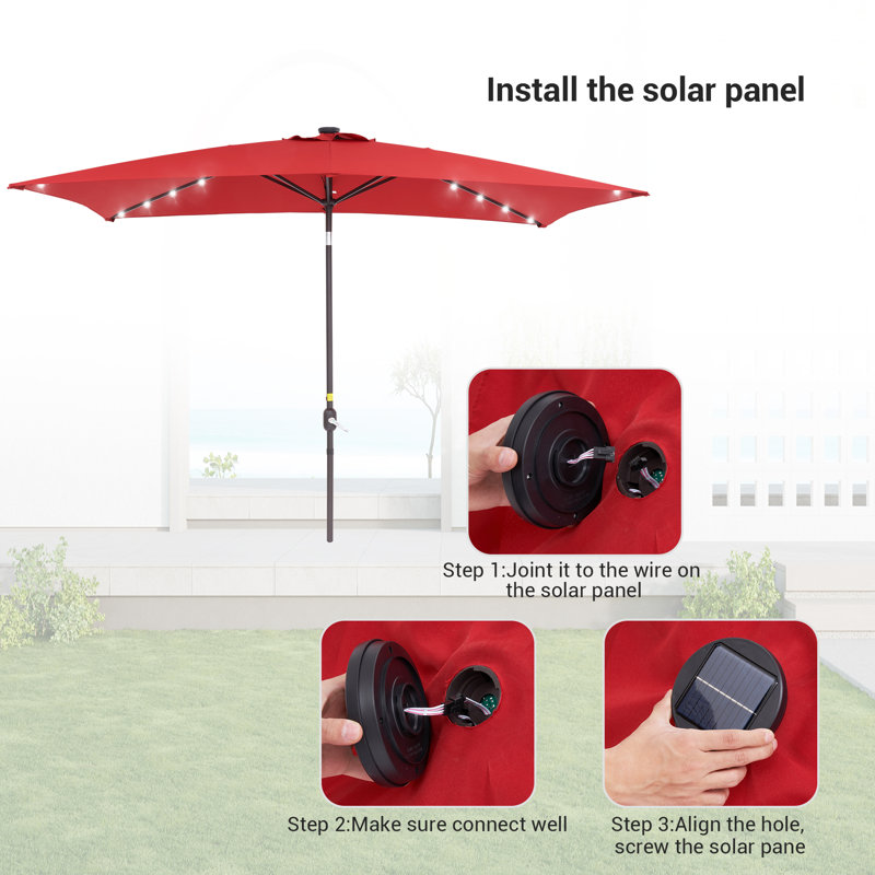 Parasol de marché rectangulaire 9 pi x 6 pi Sayaf, Rouge vin