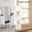 White Antique Makeup Vanity: Triple Mirror + 6-Drawer + Stool