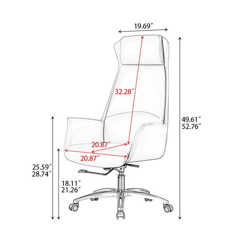 Fauteuil de bureau réglable en cuir véritable + similicuir + alliage d'aluminium, Noir, noir, noir, noir