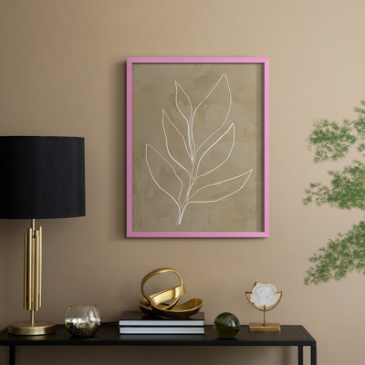 «Leaf Line Art II», reproduction encadrée - bois massif