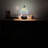 Standwood Tiffany Mini Table Lamp Blue Stained Glass Green Leaves LED Bulb Dragonfly Base 12"H*8"W*8"D