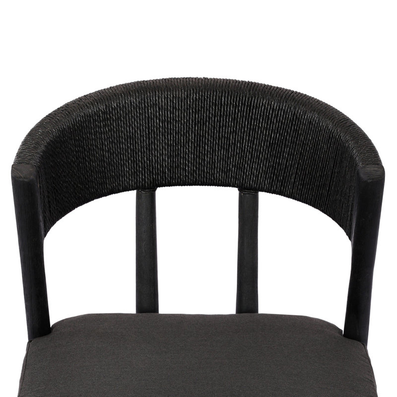 Buxton Outdoor Teak Dining Side Chair, Stained Black Teak