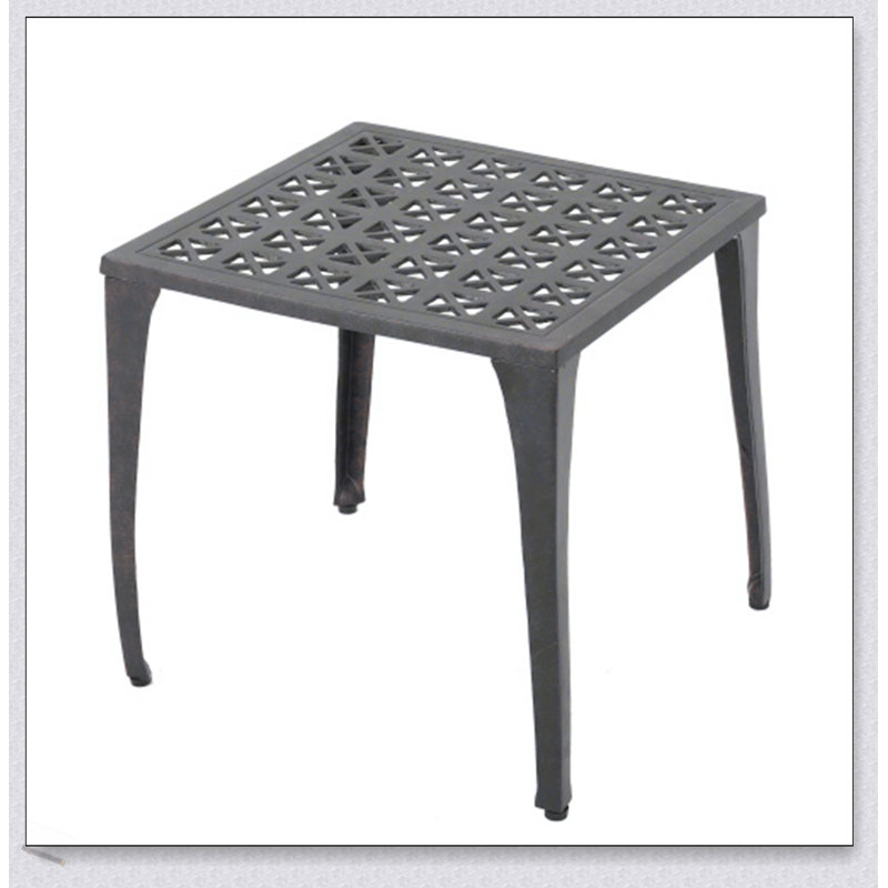 Table d'appoint d'extérieur en fonte d'aluminium durable avec grillage complexe et finition bronze polyvalente pour patio et jardin