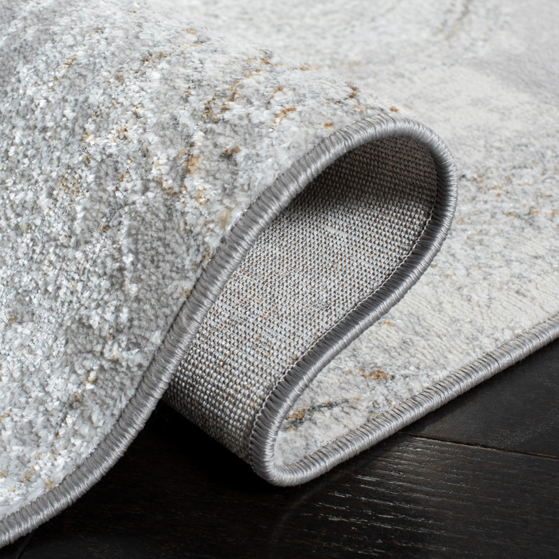 Ozturk Abstract Grey Area Rug, Rectangle 9' x 12'