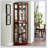 6 Shelf Corner Curio Display Cabinet with Lights, Mirrors and Adjustable Shelves-384001051