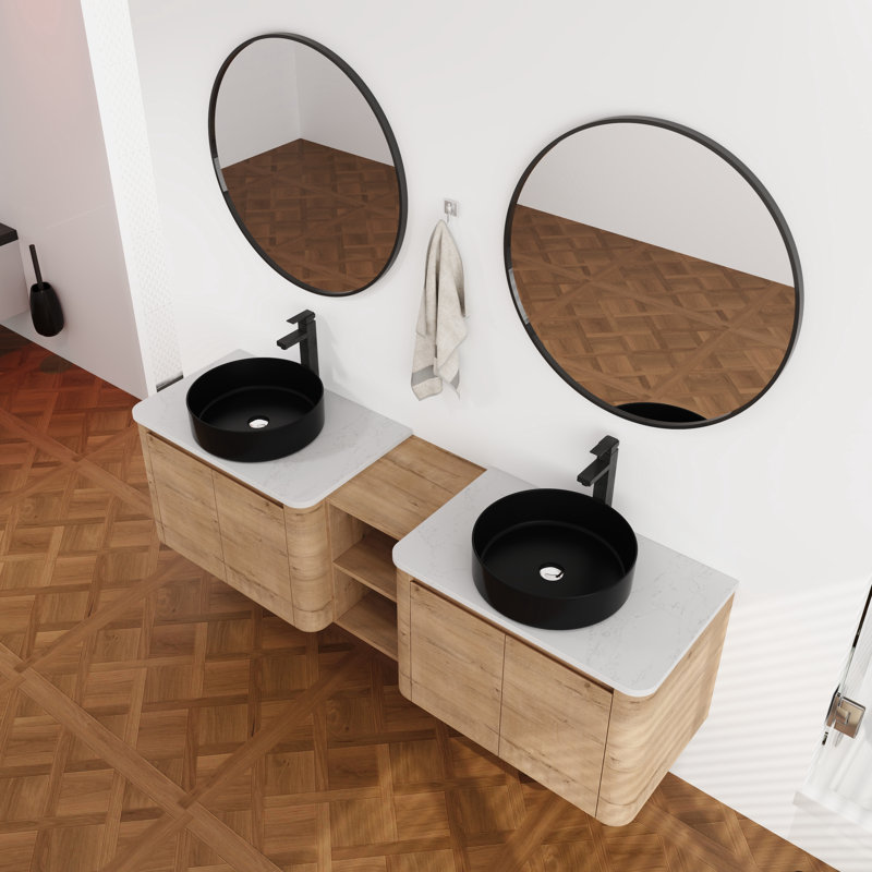 Meuble-lavabo double 72 po avec comptoir en quartz, 72"