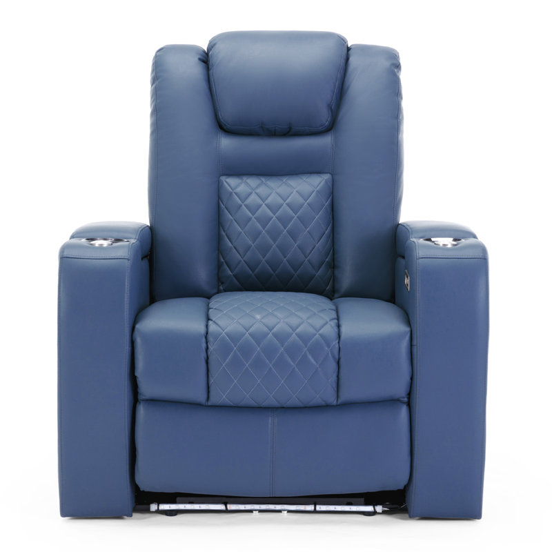 Abdulmalik Broadway 1 Seater Cinema Recliner Electric Chair, Blue