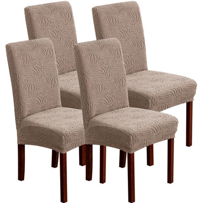 Dining Chair Covers, Chair Covers For Dining Room Stretch Parsons Chair Slipcover, For Dining Room Kitchen Chair Protector Cover, Removable, Washable (Taupe, 4 Pack)