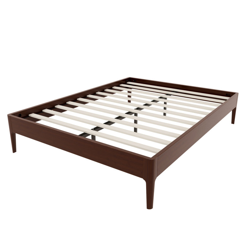 15 Inch High Queen Size Solid Dry Bamboo Wood Platform Bed Frame, with Wood Slat Metal Support, Modern & Minimalist Style, No Box Spring Needed, Easy Assembly, Chocolate
