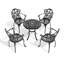 Ensemble de 5 meubles de patio en aluminium coulé avec cadre noir et coussins de siège blanc cassé