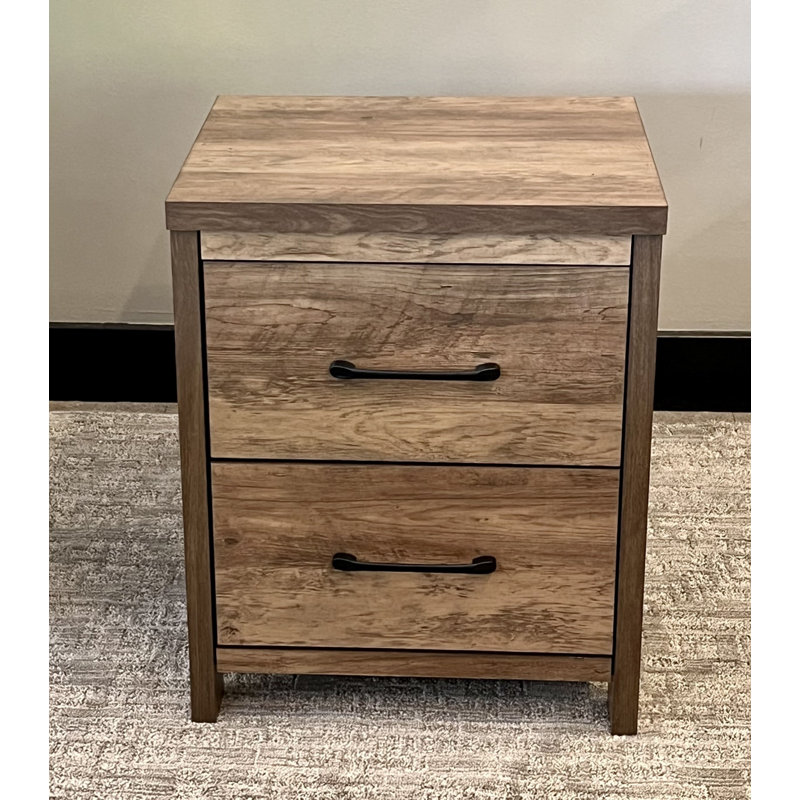 Selena Slide Logic 2 Drawer Nightstand, Brown