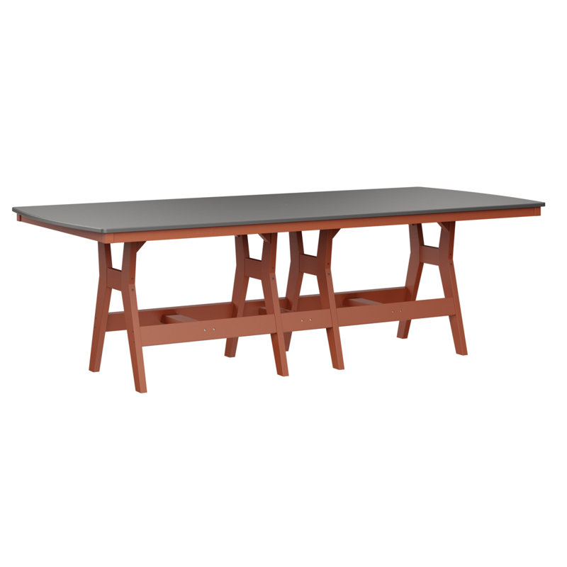 Berlin Gardens Harbour 96″ Rectangular Bar Table, 38.87" H x 96" W x 44" D, Hammered Top Stainless, Mango Orange
