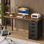 Bureau d'ordinateur 47 po avec 5 tiroirs et armoire réversible, bureau rustique et personnel avec rangement, table d'écriture moderne pour petits espaces