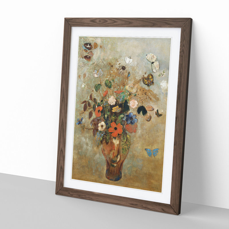 Vase of Flowers Vol.5 by Odilon Redon - Picture Frame Painting, 36cm H x 27cm W x 2cm D, Walnut Framed