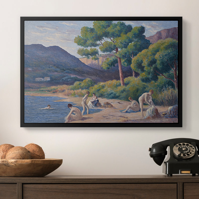 Baigneurs à Saint-Tropez, v. 1909 - Toile tendue avec châssis Maximilien Luce, 16 x 24, Doré