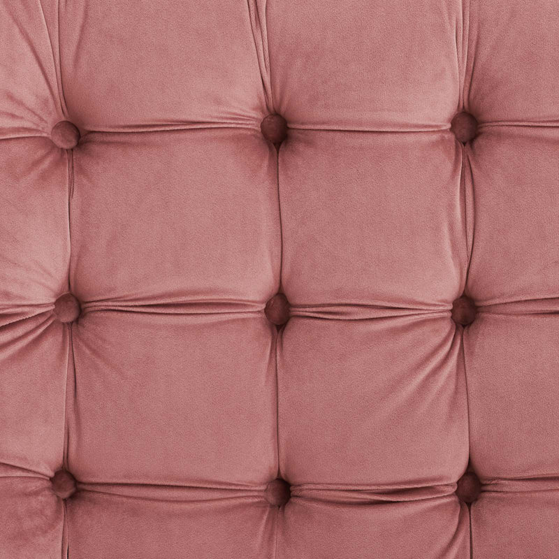 Suggest Button Tufted Upholstered Velvet Lounge Chair, Dusty Rose
