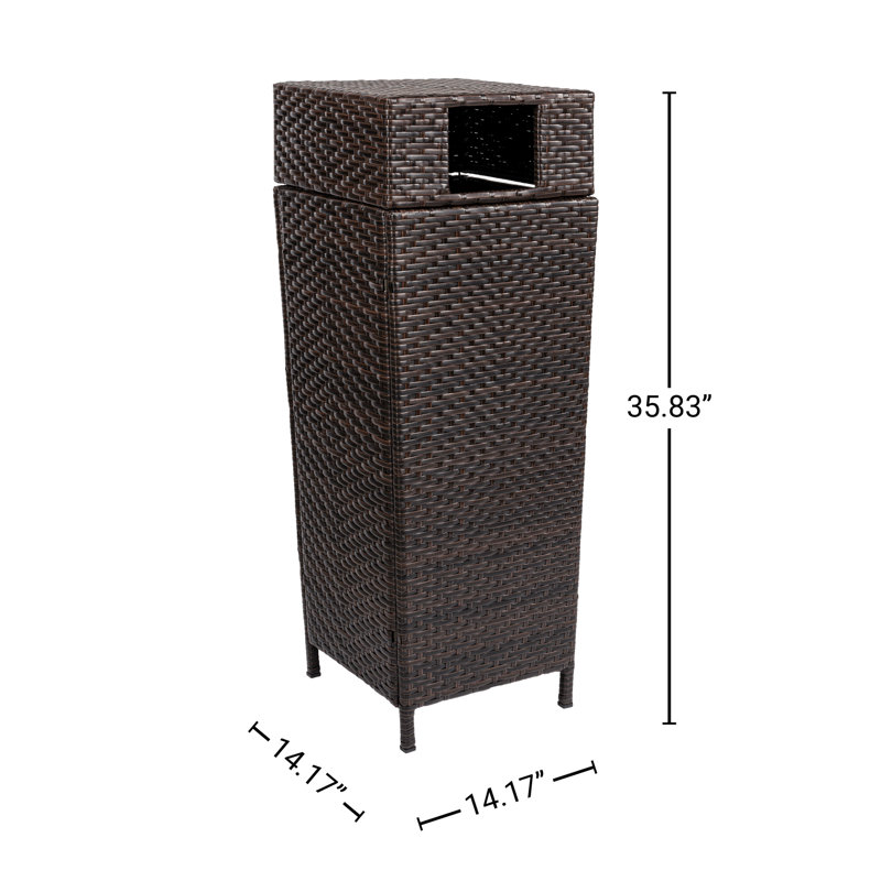 Keaton Brown 24.13-Gallon Wicker and Metal Outdoor Trash Can
