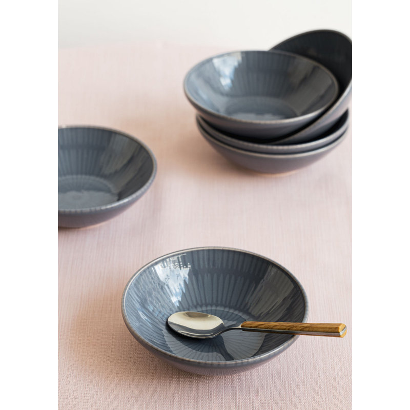 Ebern Designs Nicoleta 100% CERAMIC Salad Bowl, Grey