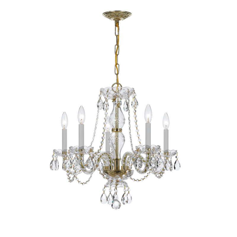 Wehr 5-Light Candle Style Classic / Traditional Chandelier, Majestic Wood Polished/Polished Brass
