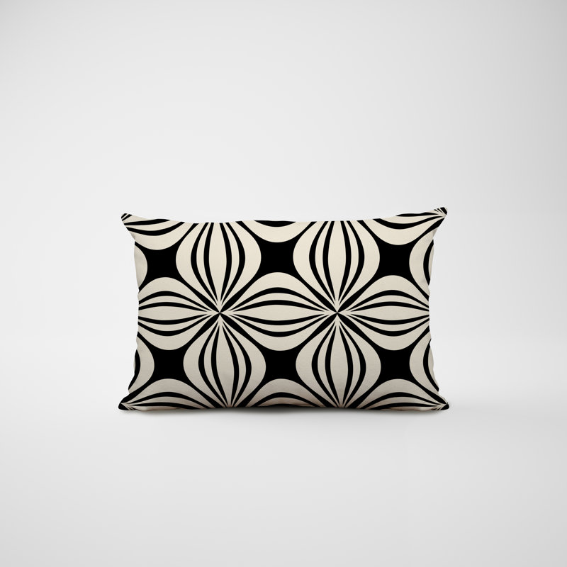 Housse et insert de coussin rectangulaire en polyester pour l'intérieur et l'extérieur, Noir
