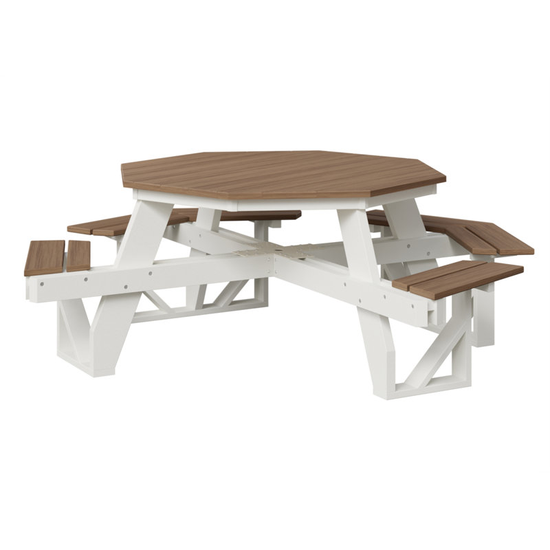  Table de pique-nique régulière en acajou antique avec base blanche Octa, H 30,5 po x L 86,25 po x l 86,25 po