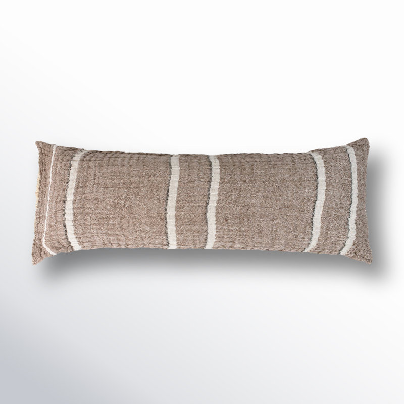 Daline Linen Reversible Throw Pillow, Saddle