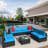 8-Persons Rattan Patio Furniture Conversation Set Outdoor Sectional Sofa for Backyard-1022562436