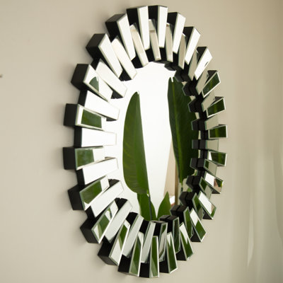 32'' Kaltis Mirror, Wall-Mounted Modern Decorative Circle PU Mirror, Irregular Shape, Suitable For Bathroom, Bedroom, Living Room, Corridor, Entryway, Etc.