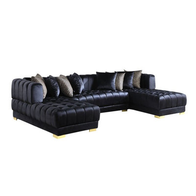 Dasha Black Double Chaise Sectional