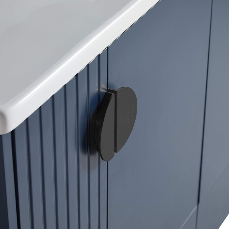 Ensemble de meuble-lavabo simple 48 po Saimah, Noir, Bleu marine